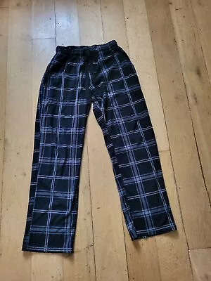 Mens Black And Grey Check Fleece Pyjama Bottoms By Matalan Size S • £3