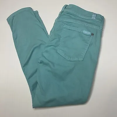 7 Seven For All Mankind Womens 29x24 Teal Blue Colored The Cropped Skinny Jeans • $18