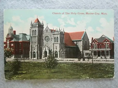 Antique Church Of The Holy Cross Marine City Michigan Postcard 1912 • $6.90