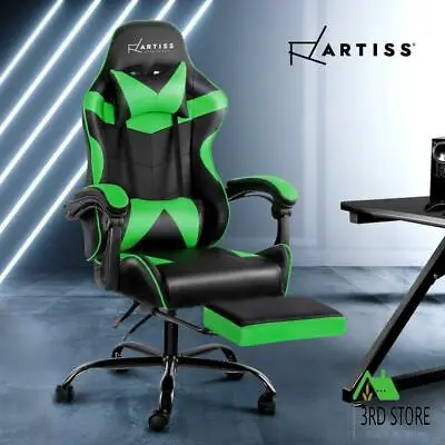 $162 • Buy Artiss Gaming Office Chair Computer Chairs Racer Recliner Footrest Leather Green