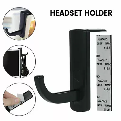 Headphone Stand Universal Headphone Headset Hanger Wall Hook PC Monitor Holder • £3.29