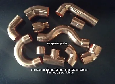 £1.46 • Buy 6mm/8mm/12mm/10mm/15mm/22mm/ Copper End Feed Fittings/plumbing Fittings