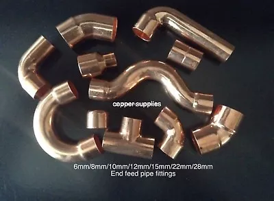 £1.46 • Buy 6mm/8mm/12mm/10mm/15mm/22mm/ Copper End Feed Fittings/plumbing Fittings