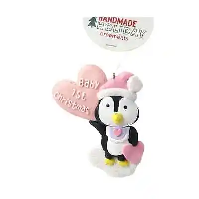 Baby's First Christmas Pink Penguin Pink Hearts 4 Inch  • $8