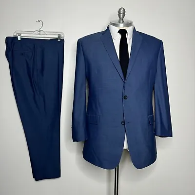 Marc Anthony Suit Mens Solid Blue 46L 38W • $75.99