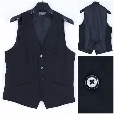 Mens Waistcoat Medium Size US 38 Vintage Black H&M Formal Dress Vest • $39.99