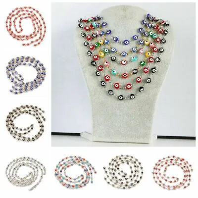 $8.45 • Buy Evil Eye Beads Stainless Steel Necklace Multicolor Fashion Woman Unisex Jewelry