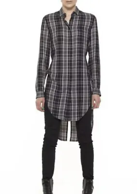 Unconditional Womens XS Long Sleeves Long Line Check Shirt With Split Sides • £20