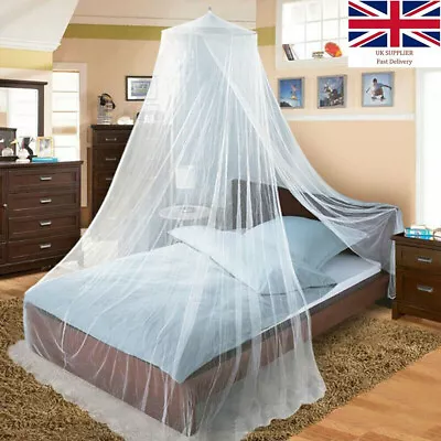 Round Dome Mosquito Net For Double Bed Insect Hanging Canopy Netting Curtain UK • £7.45