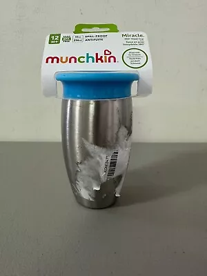 Munchkin Miracle Stainless Steel 360 Toddler Sippy Cup 10 Ounce Blue • $12.99