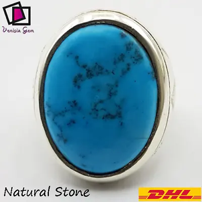 Turquoise Ring 925 Sterling Silver Men Blue Stone Natural Yemeni Handmade فيروز • $113