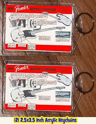 1950 Fender  BROADCASTER - ( 2 ) Acrylic Keychains  Beautiful Repro  • $19.95