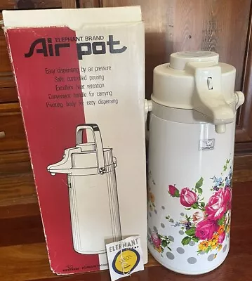 Retro Vintage Elephant Brand Zojirushi Air Pot Floral Dispenser 1.92L With Box • $44