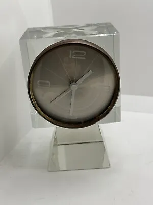Vintage Mercedes Glass Shelf Mantel Clock Made In Germany Mid Century Modern   • $80
