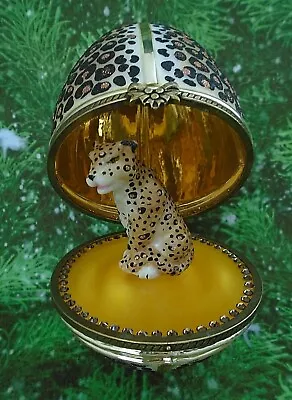 Komozja Family Blown Glass Leopard Jeweled Hinged Egg Christmas Ornament  • $129.99