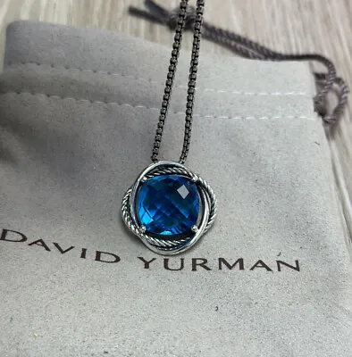 David Yurman Infinity Pendant Necklace With Blue Topaz 14mm With 18 Chain • $199