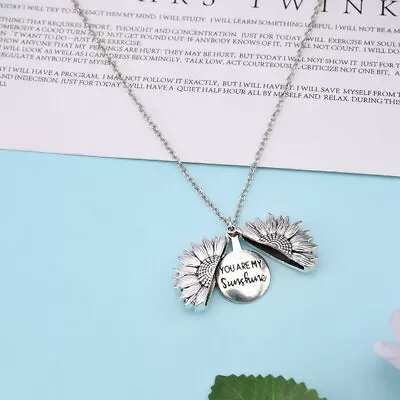 You Are My Sunshine Open Locket Sunflower Pendant Necklace Boho Jewelry Best Fr • $6.28