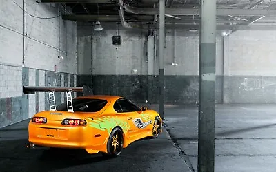 FAST FURIOUS ORANGE SUPRA GREY WALL ART COVERING 30x20 Inch Canvas Framed UK! • £21.99