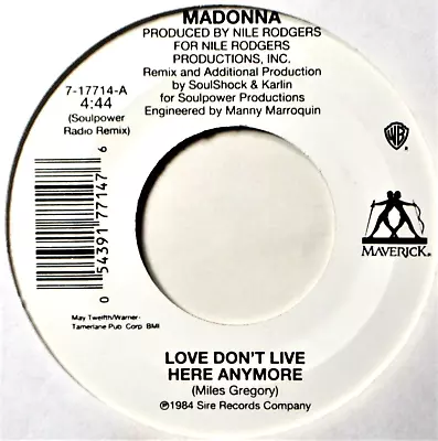 Madonna Love Don't Live Here Anymore EX++ 7  Vinyl 45 & Rare Jukebox Title Strip • $9.95