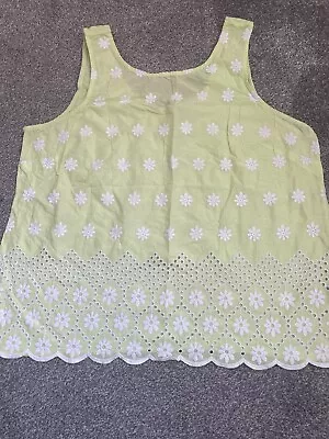 Next Green/ White Daisy Pattern Strappy Top Size 20 • £7.95