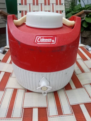 $18 • Buy Vintage 1979 COLEMAN Plastic Water Jug Red & White 1 Gallon Cooler