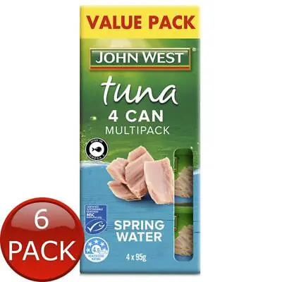 $62.37 • Buy 6 X John West Tuna In Springwater Cans Multipack Canned Fish Food 4 Pack 95g