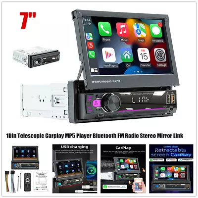 7  Radio Car Stereo Touch Screen 1Din MP5 Player FM AUX For Carplay Android Auto • $208.89