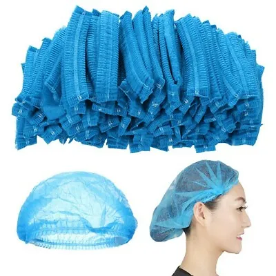 100 Disposable Mob Caps Elasticated Hair Kitchen Nets Cap Catering Food Cooking • £73.99