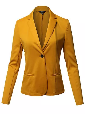 FashionOutfit Women's Solid Formal Single Button Up Long Sleeve Blazer Jacket • $16.09