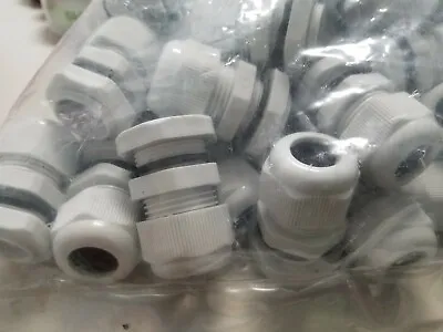 8 Pcs PG16 White Nylon Waterproof Cable Gland 10-14mm Dia. W/ Lock-Nut & Gasket • $14.95