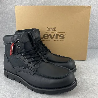 Levis Mens Boots Size 8 Dawson 2.0  Black Mono Chrome Tumbled Leather NEW • $23.99
