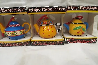 Mary Engelbreit Mini Teapot Christmas Ornaments - Lot Of 3 • $27