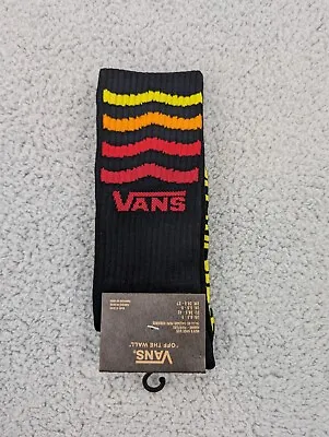 Vans Crew Socks Mens Womens 6.5-10 Black Red Yellow Skater Athletic Stripe Logo • $11.90