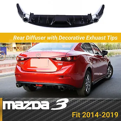 $169.99 • Buy Fits Mazda 3 2014-2019 Rear Bumper Lip Spoiler With Decorative Exhuast Tips