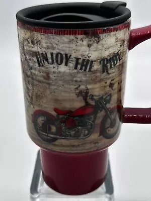 Lang 2016 Vintage Motorcycle 18 Oz Ceramic Travel Mug Enjoy The Ride With Lid • $10.99