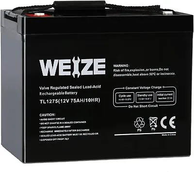 Weize 12V 75AH Deep Cycle Battery SLA For Scooter Wheelchair Mobility UB12750 • $129.99