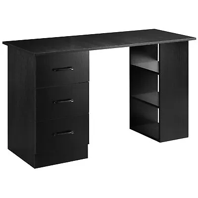 HOMCOM Computer Desk W/ Storage Writing Study Table For Home Office Black • £62.99