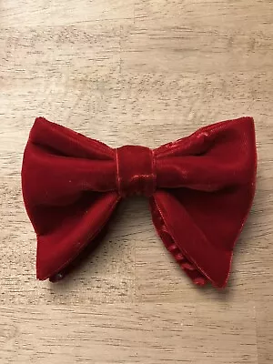 Mens Vintage Ormond Large Bowtie Bow Clip Double Red  Velvet 5” • $15