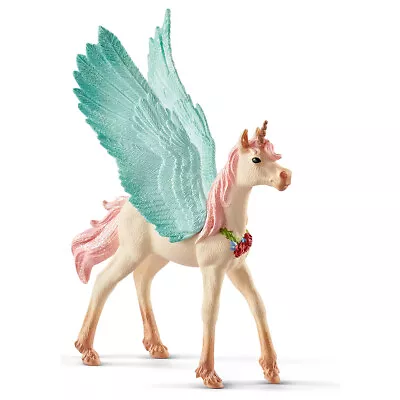 Schleich Decorated Unicorn Pegasus Foal Toy Figure For Boys And Girls Ages 5-12 • £10.45
