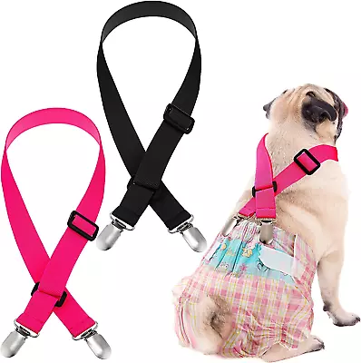 Nuanchu 2 Pieces Dog Diaper Suspenders Male Female Dog Suspender Belly Bands Can • $12.98