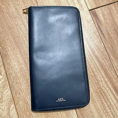 A.P.C Navy Blue Marine Large Clutch Wallet Fully Zipped  Purse Pocket Book • $112.49