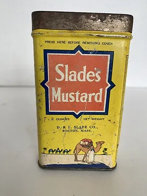 Vintage Slade's Mustard Spice Tin 2 Oz. D & L Slade Co. Boston MA • $19.95