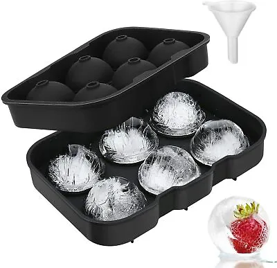 $9.99 • Buy 2Ice Cube Trays Silicone Sphere Ice Ball Maker With Lid For Whiskey And Cocktail