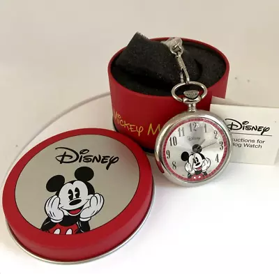 2007 Disney Mickey Mouse Collectible Pocket Watch W/Chain And Tin • $30