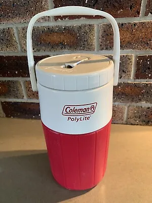 Vintage Coleman Polylite 1/2 Gallon Thermos 5590 Flip Up Spout Red Jug USA • $24