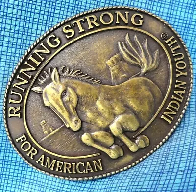 Billy Mills Belt Buckle Running Strong American Indian Youth Vtg 90s CRS.XTT493 • $18.98