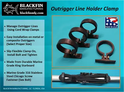 Outrigger Line Caddy / Stowage Clamp (4 Clamps) - See Description To Select Size • $19.95