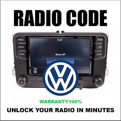 Unlock Vw Radio Codes Stereo Pincode Decoding Rcd510 500 Rns 315 22 Fast Service • $5.99