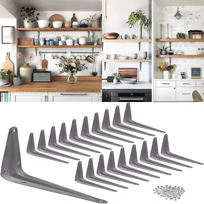 20-Pack Gray Metal Wall Corner Angle Shelving Shelf Brackets 3  X 4  Inch • $13.23