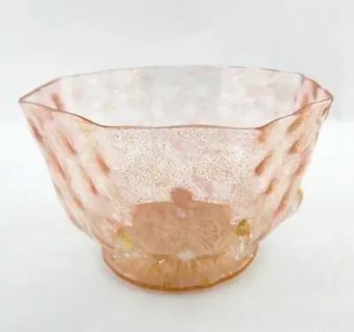 Venetian Art Glass Pink Gold Berry Bowl Handmade Italy Salviatti Octagonal Shape • $68.88